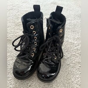 H&M Shiny Black Combat Boots Toddler